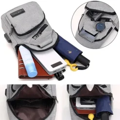 Men's Crossbody Sling Bag with USB Charging Port - Ideal for Travel, Hiking, and Daily Commutes