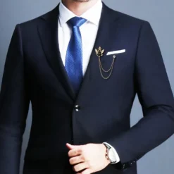 Men's Cubic Zirconia Brooches Stylish Link / Chain Elegant Fashion British Brooch Jewelry Blue Black For Wedding Holiday