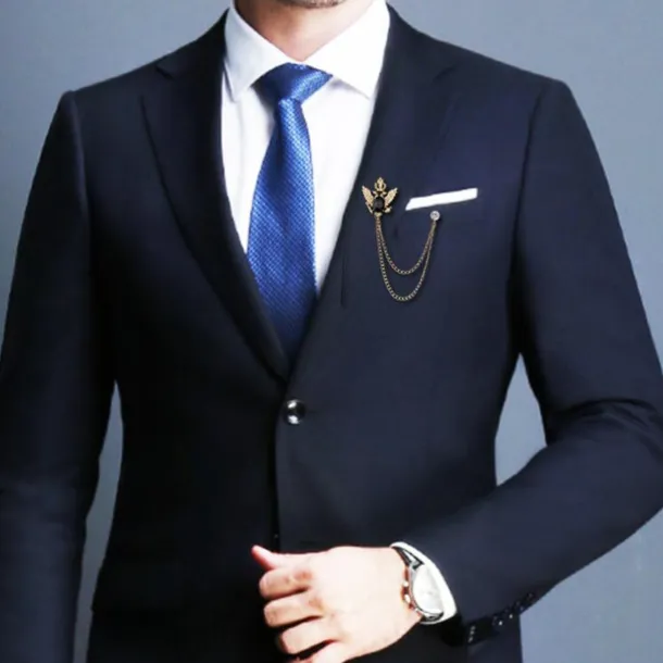 Men's Cubic Zirconia Brooches Stylish Link / Chain Elegant Fashion British Brooch Jewelry Blue Black For Wedding Holiday