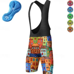 Men's Cycling Bib Shorts Bike Bottoms Mountain Bike MTB Road Bike Cycling Sports Graphic 3D Pad Cycling Breathable Quick Dry Blue Orange Polyester Spandex Clothing Apparel Bike Wear