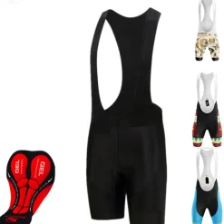 Men's Cycling Bib Shorts 3D Padded Shorts Bike Shorts Bottoms Semi-Form Fit Mountain Bike MTB Road Bike Cycling Sports Breathable Quick Dry Moisture Wicking Comfortable Black Yellow Lycra Clothing