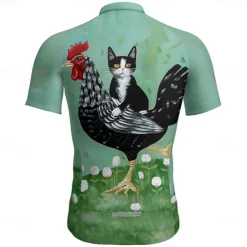 Men's Cycling Jersey Animal Short Sleeve Bike Tee Tshirt Jersey with 3 Rear Pockets Mountain Bike MTB Quick Dry Anatomic Design Wicking Breathable Sports Green Clothing Apparel