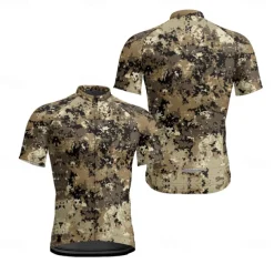 Men's Cycling Jersey Camo / Camouflage Short Sleeve Bike Tee Tshirt Jersey with 3 Rear Pockets Mountain Bike MTB Quick Dry Anatomic Design Wicking Breathable Sports Army Green Blue Green Clothing