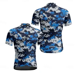 Men's Cycling Jersey Camo / Camouflage Short Sleeve Bike Tee Tshirt Jersey with 3 Rear Pockets Mountain Bike MTB Quick Dry Anatomic Design Wicking Breathable Sports Army Green Blue Green Clothing