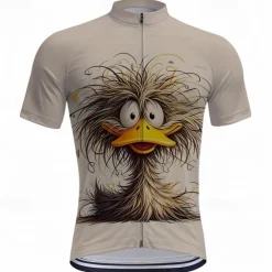 Men's Cycling Jersey Cartoon Short Sleeve Bike Tee Tshirt Top with 3 Rear Pockets Mountain Bike MTB Road Bike Cycling Quick Dry Front Zipper Wicking Sports Blue Khaki Clothing Apparel