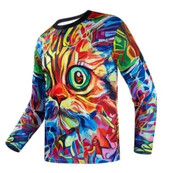 Men's Cycling Jersey Downhill Jersey Dirt Bike Jersey Animal Cow Patterned Long Sleeve Bike Jersey Top with 3 Rear Pockets Mountain Bike MTB Road Bike Cycling UV Resistant Quick Dry Back Pocket