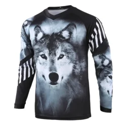 Men's Cycling Jersey Downhill Jersey Dirt Bike Jersey Animal Cow Patterned Long Sleeve Bike Jersey Top with 3 Rear Pockets Mountain Bike MTB Road Bike Cycling UV Resistant Quick Dry Back Pocket