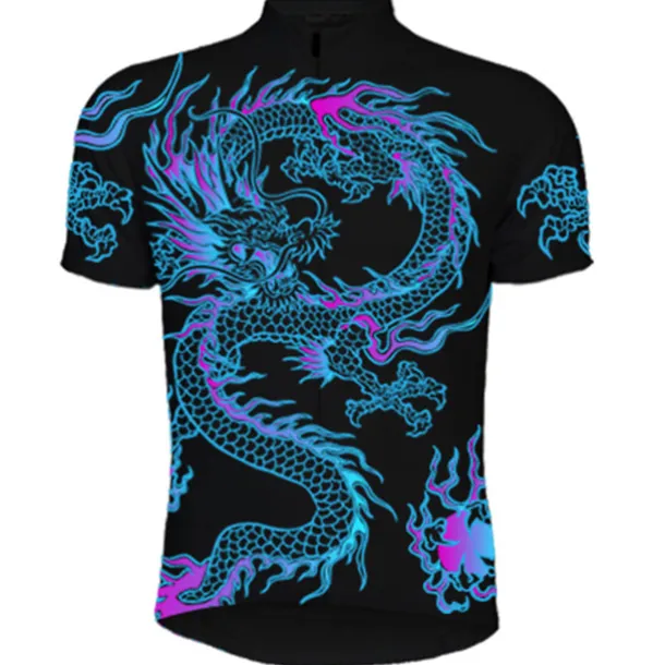 Men's Cycling Jersey Dragon Funny Short Sleeve Bike Jersey Top with 3 Rear Pockets Mountain Bike MTB Road Bike Cycling Quick Dry Reflective Strips Back Pocket Moisture Wicking Sports Black White Green