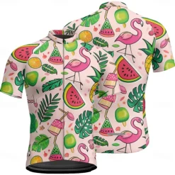 Men's Cycling Jersey Fruit Short Sleeve Bike Tee Tshirt Jersey with 3 Rear Pockets Mountain Bike MTB Quick Dry Anatomic Design Wicking Breathable Sports Pink Clothing Apparel