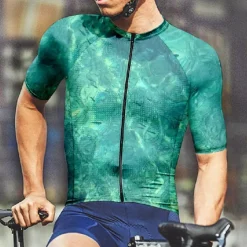 Men's Cycling Jersey Gradient Camo / Camouflage Short Sleeve Bike Tee Tshirt Jersey with 3 Rear Pockets Mountain Bike MTB Quick Dry Anatomic Design Wicking Breathable Sports Black Blue Green Clothing
