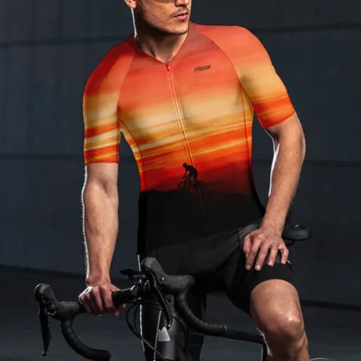 Men's Cycling Jersey Gradient Patterned 3D Short Sleeve Bike Jersey Top with 3 Rear Pockets Mountain Bike MTB Road Bike Cycling Cycling Quick Dry Ultraviolet Resistant Reflective Strips Sports Yellow