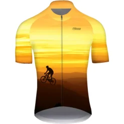 Men's Cycling Jersey Gradient Patterned 3D Short Sleeve Bike Jersey Top with 3 Rear Pockets Mountain Bike MTB Road Bike Cycling Cycling Quick Dry Ultraviolet Resistant Reflective Strips Sports Yellow