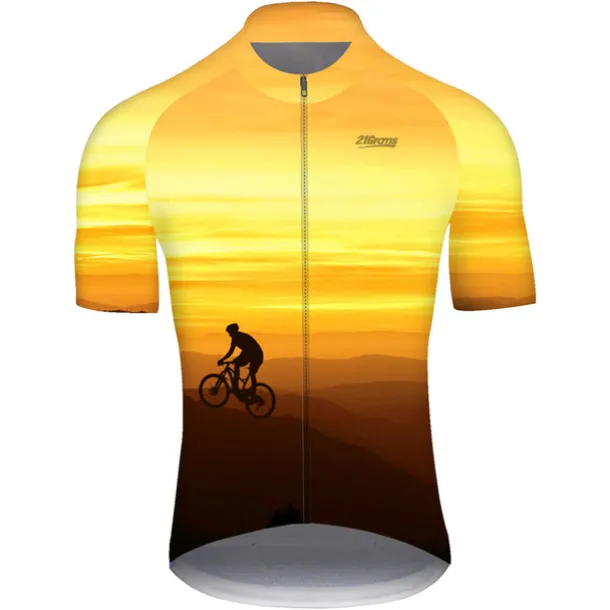 Men's Cycling Jersey Gradient Patterned 3D Short Sleeve Bike Jersey Top with 3 Rear Pockets Mountain Bike MTB Road Bike Cycling Cycling Quick Dry Ultraviolet Resistant Reflective Strips Sports Yellow