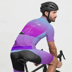 Men's Cycling Jersey Gradient Short Sleeve Bike Tee Tshirt Jersey with 3 Rear Pockets Mountain Bike MTB Quick Dry Anatomic Design Wicking Breathable Sports Blue Purple Green Clothing Apparel