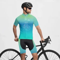 Men's Cycling Jersey Gradient Short Sleeve Bike Tee Tshirt Jersey with 3 Rear Pockets Mountain Bike MTB Quick Dry Anatomic Design Wicking Breathable Sports Blue Purple Green Clothing Apparel