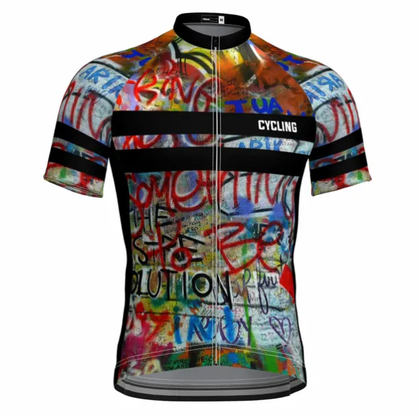 Men's Cycling Jersey Graffiti Funny Short Sleeve Bike Jersey Top with 3 Rear Pockets Mountain Bike MTB Road Bike Cycling Quick Dry Reflective Strips Back Pocket Moisture Wicking Sports Black Yellow