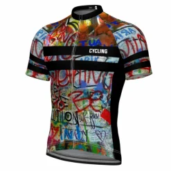 Men's Cycling Jersey Graffiti Funny Short Sleeve Bike Jersey Top with 3 Rear Pockets Mountain Bike MTB Road Bike Cycling Quick Dry Reflective Strips Back Pocket Moisture Wicking Sports Black Yellow