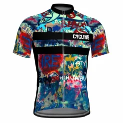 Men's Cycling Jersey Graffiti Funny Short Sleeve Bike Jersey Top with 3 Rear Pockets Mountain Bike MTB Road Bike Cycling Quick Dry Reflective Strips Back Pocket Moisture Wicking Sports Black Yellow