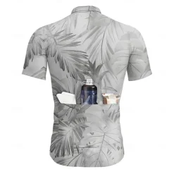 Men's Cycling Jersey Graphic Leaf Plants Short Sleeve Bike Tee Tshirt Top with 3 Rear Pockets UV Resistant Quick Dry Front Zipper Reflective Strips Sports Blue Green Grey Clothing Apparel