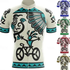 Men's Cycling Jersey Graphic Funny Short Sleeve Bike Jersey Top with 3 Rear Pockets Mountain Bike MTB Road Bike Cycling Quick Dry Reflective Strips Back Pocket Moisture Wicking Sports White Yellow Red