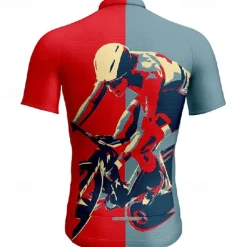 Men's Cycling Jersey Graphic Short Sleeve Bike Tee Tshirt Jersey with 3 Rear Pockets Mountain Bike MTB Quick Dry Anatomic Design Wicking Breathable Sports Navy Blue Blue Clothing Apparel