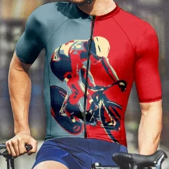 Men's Cycling Jersey Graphic Short Sleeve Bike Tee Tshirt Jersey with 3 Rear Pockets Mountain Bike MTB Quick Dry Anatomic Design Wicking Breathable Sports Navy Blue Blue Clothing Apparel