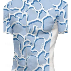 Men's Cycling Jersey Graphic Geometric Short Sleeve Bike Tee Tshirt Jersey Top with 3 Rear Pockets UV Resistant Quick Dry Front Zipper Reflective Strips Sports Blue Sky Blue Clothing Apparel