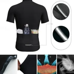 Men's Cycling Jersey Graphic Geometric Short Sleeve Bike Tee Tshirt Jersey Top with 3 Rear Pockets UV Resistant Quick Dry Front Zipper Reflective Strips Sports Blue Sky Blue Clothing Apparel