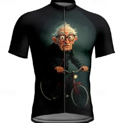 Men's Cycling Jersey Graphic Short Sleeve Bike Tee Tshirt Jersey with 3 Rear Pockets Mountain Bike MTB Quick Dry Anatomic Design Wicking Breathable Sports Black Dark Navy Dark Blue Clothing Apparel