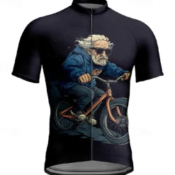 Men's Cycling Jersey Graphic Short Sleeve Bike Tee Tshirt Jersey with 3 Rear Pockets Mountain Bike MTB Quick Dry Anatomic Design Wicking Breathable Sports Black Dark Navy Dark Blue Clothing Apparel