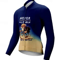 Men's Cycling Jersey Graphic Long Sleeve Bike Tee Tshirt Jersey with 3 Rear Pockets Mountain Bike MTB Quick Dry Anatomic Design Wicking Breathable Sports Navy Blue Blue Clothing Apparel