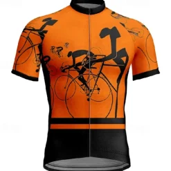 Men's Cycling Jersey Graphic Short Sleeve Bike Tee Tshirt Jersey with 3 Rear Pockets Mountain Bike MTB Quick Dry Anatomic Design Wicking Breathable Sports Yellow Red Blue Clothing Apparel