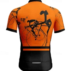 Men's Cycling Jersey Graphic Short Sleeve Bike Tee Tshirt Jersey with 3 Rear Pockets Mountain Bike MTB Quick Dry Anatomic Design Wicking Breathable Sports Yellow Red Blue Clothing Apparel