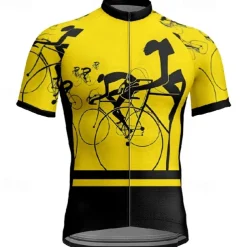 Men's Cycling Jersey Graphic Short Sleeve Bike Tee Tshirt Jersey with 3 Rear Pockets Mountain Bike MTB Quick Dry Anatomic Design Wicking Breathable Sports Yellow Red Blue Clothing Apparel