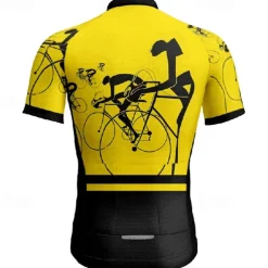 Men's Cycling Jersey Graphic Short Sleeve Bike Tee Tshirt Jersey with 3 Rear Pockets Mountain Bike MTB Quick Dry Anatomic Design Wicking Breathable Sports Yellow Red Blue Clothing Apparel