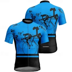 Men's Cycling Jersey Graphic Short Sleeve Bike Tee Tshirt Jersey with 3 Rear Pockets Mountain Bike MTB Quick Dry Anatomic Design Wicking Breathable Sports Yellow Red Blue Clothing Apparel