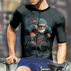 Men's Cycling Jersey Graphic Short Sleeve Bike Tee Tshirt Jersey with 3 Rear Pockets Mountain Bike MTB Quick Dry Anatomic Design Wicking Breathable Sports Dark Grey Black Dark Navy Clothing Apparel