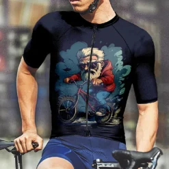 Men's Cycling Jersey Graphic Short Sleeve Bike Tee Tshirt Jersey with 3 Rear Pockets Mountain Bike MTB Quick Dry Anatomic Design Wicking Breathable Sports Dark Grey Black Dark Navy Clothing Apparel