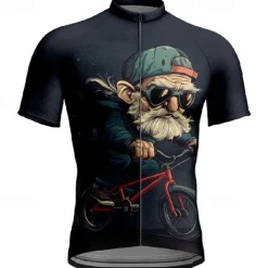 Men's Cycling Jersey Graphic Short Sleeve Bike Tee Tshirt Jersey with 3 Rear Pockets Mountain Bike MTB Quick Dry Anatomic Design Wicking Breathable Sports Dark Grey Black Dark Navy Clothing Apparel
