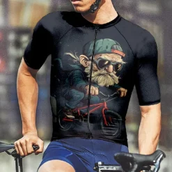 Men's Cycling Jersey Graphic Short Sleeve Bike Tee Tshirt Jersey with 3 Rear Pockets Mountain Bike MTB Quick Dry Anatomic Design Wicking Breathable Sports Dark Grey Black Dark Navy Clothing Apparel
