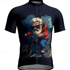 Men's Cycling Jersey Graphic Short Sleeve Bike Tee Tshirt Jersey with 3 Rear Pockets Mountain Bike MTB Quick Dry Anatomic Design Wicking Breathable Sports Dark Grey Black Dark Navy Clothing Apparel