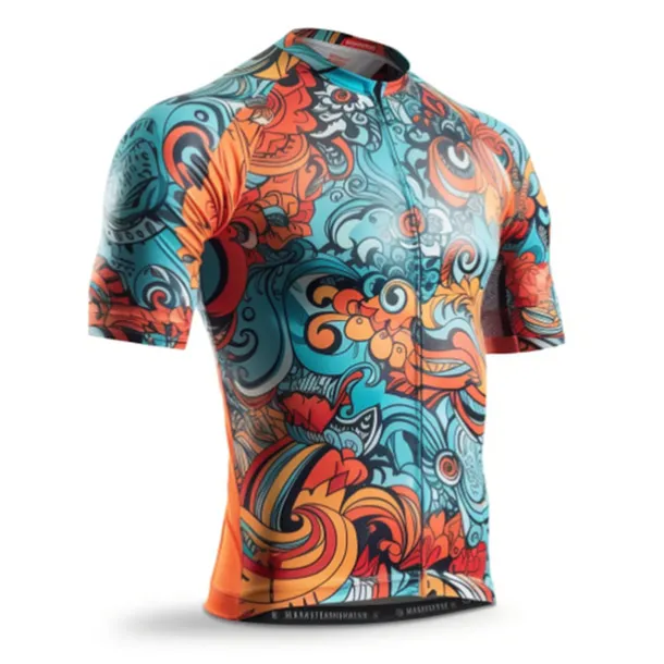 Men's Cycling Jersey Graphic Funny Short Sleeve Bike Jersey Top with 3 Rear Pockets Mountain Bike MTB Road Bike Cycling Quick Dry Reflective Strips Back Pocket Moisture Wicking Sports Blue Rainbow
