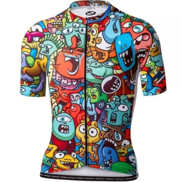 Men's Cycling Jersey Graphic Funny Short Sleeve Bike Jersey Top with 3 Rear Pockets Mountain Bike MTB Road Bike Cycling Quick Dry Reflective Strips Back Pocket Moisture Wicking Sports Blue Rainbow