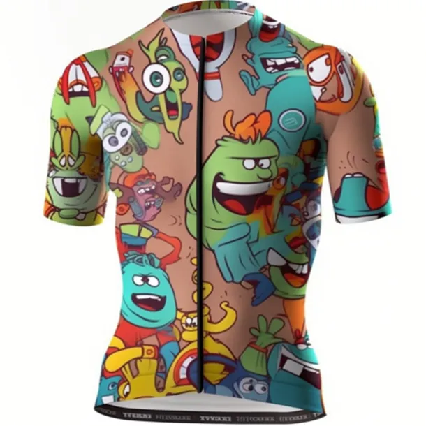 Men's Cycling Jersey Graphic Funny Short Sleeve Bike Jersey Top with 3 Rear Pockets Mountain Bike MTB Road Bike Cycling Quick Dry Reflective Strips Back Pocket Moisture Wicking Sports Blue Rainbow