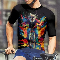 Men's Cycling Jersey Graphic Short Sleeve Bike Tee Tshirt Jersey with 3 Rear Pockets Mountain Bike MTB Quick Dry Anatomic Design Wicking Breathable Sports Black Khaki Clothing Apparel