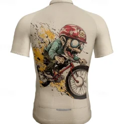 Men's Cycling Jersey Graphic Short Sleeve Bike Tee Tshirt Jersey with 3 Rear Pockets Mountain Bike MTB Quick Dry Anatomic Design Wicking Breathable Sports Black Khaki Clothing Apparel