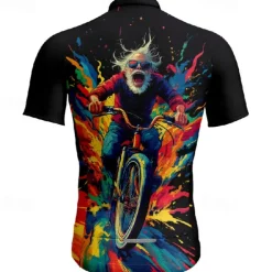 Men's Cycling Jersey Graphic Short Sleeve Bike Tee Tshirt Jersey with 3 Rear Pockets Mountain Bike MTB Quick Dry Anatomic Design Wicking Breathable Sports Black Khaki Clothing Apparel