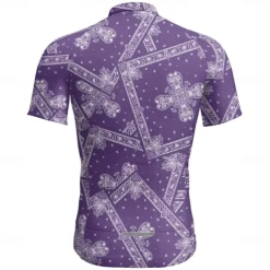 Men's Cycling Jersey Graphic Short Sleeve Bike Tee Tshirt Jersey with 3 Rear Pockets Mountain Bike MTB Quick Dry Anatomic Design Wicking Breathable Sports Wine Red Black Purple Clothing Apparel
