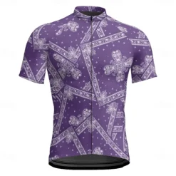 Men's Cycling Jersey Graphic Short Sleeve Bike Tee Tshirt Jersey with 3 Rear Pockets Mountain Bike MTB Quick Dry Anatomic Design Wicking Breathable Sports Wine Red Black Purple Clothing Apparel