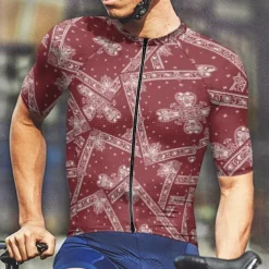 Men's Cycling Jersey Graphic Short Sleeve Bike Tee Tshirt Jersey with 3 Rear Pockets Mountain Bike MTB Quick Dry Anatomic Design Wicking Breathable Sports Wine Red Black Purple Clothing Apparel